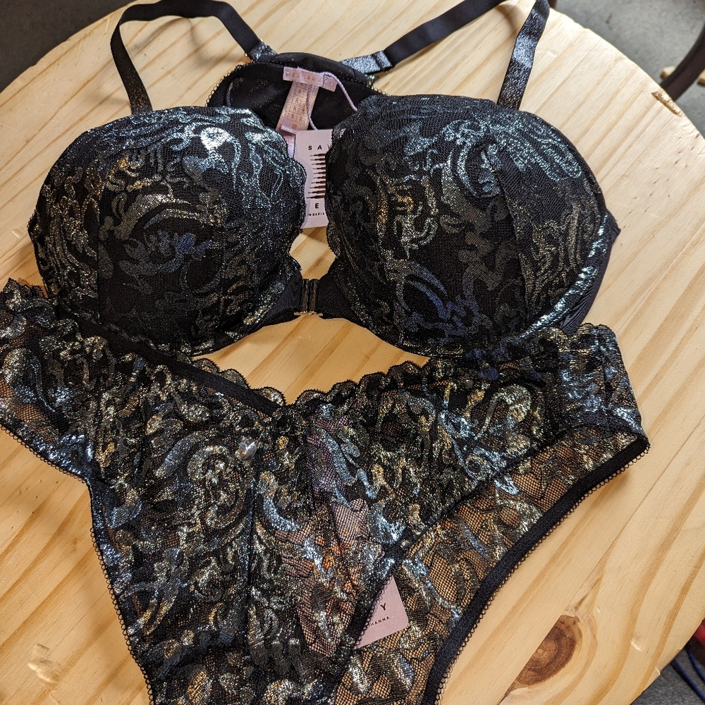 Savage X Fenty "Sharp Dresser" Lace Panty & Bra Set